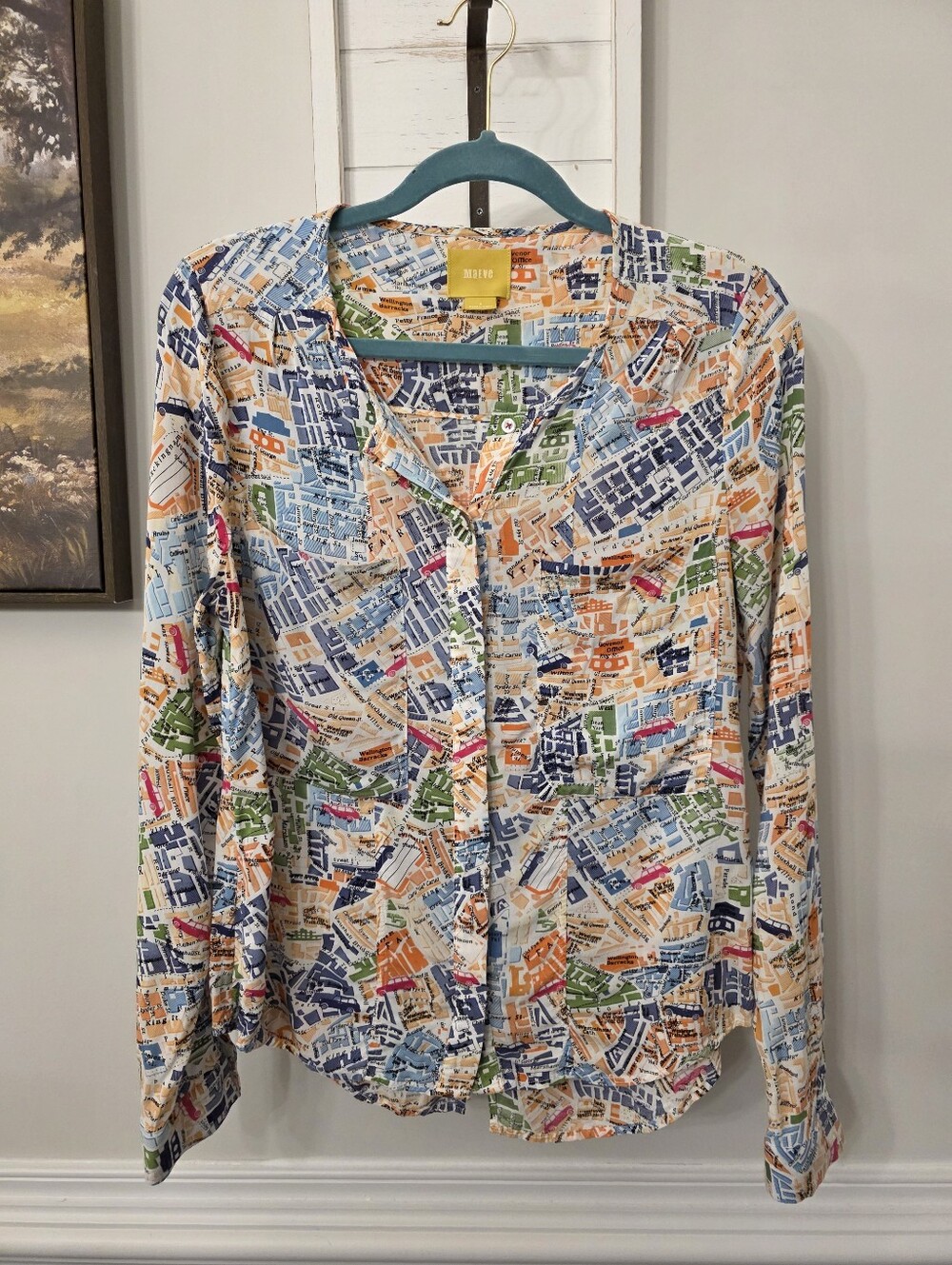 Maeve Anthropologie London Map Print Buttondown Size 6
